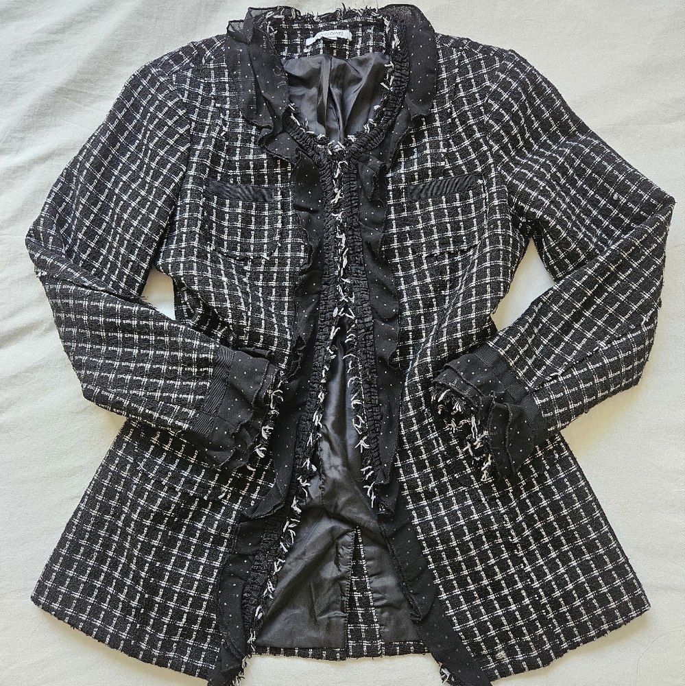 Chic Black and White Tweed Jacket